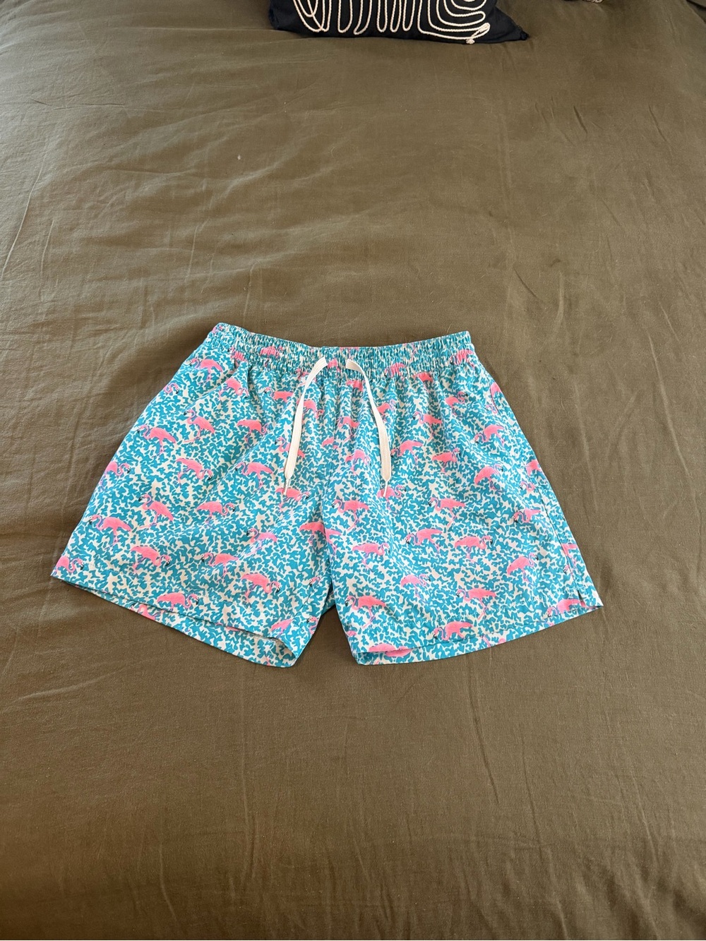 chubbies Pink & Turquoise Flamingo Print Swim Trunks
